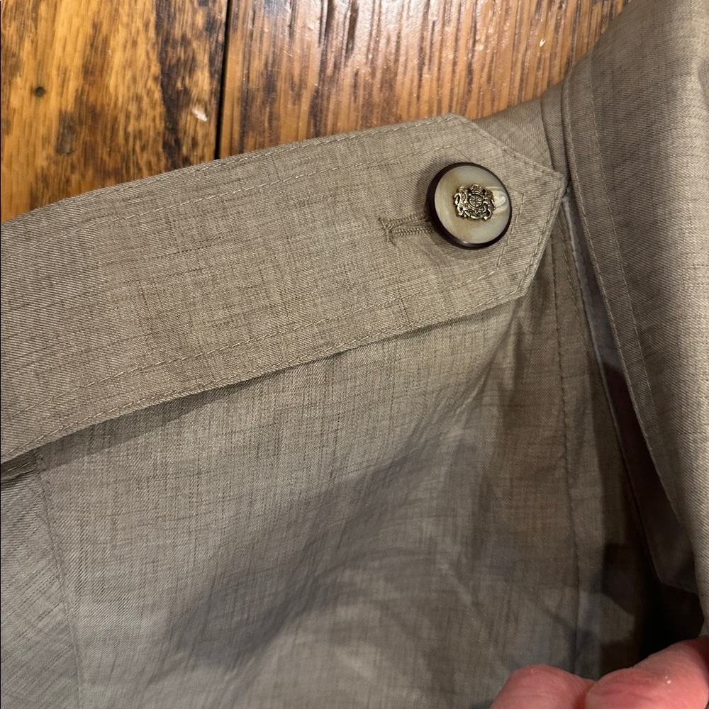 VINTAGE☔️J. GALLERY WOMENS SIZE 14 DARK TAN DOUBLE BREASTED LONG TRENCH COAT - Picture 9 of 11